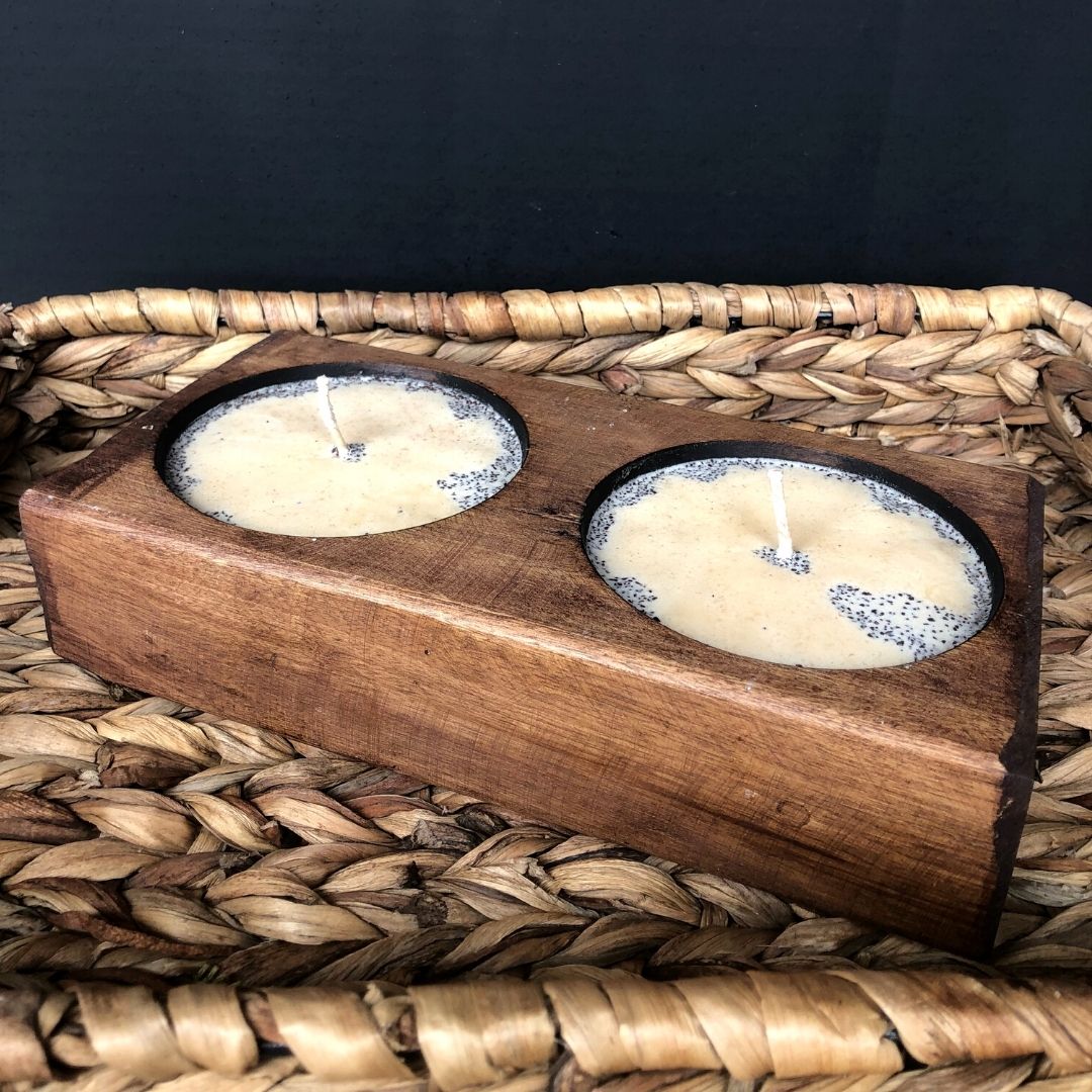 Joe The Reason I Wake Up Wooden Bowl Candle